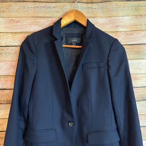 J. Crew Navy Blue Regent Blazer in Wool Flannel Size 0 - Picture 3 of 8
